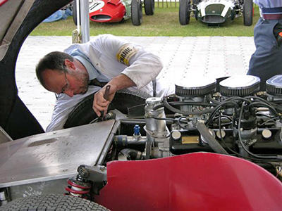 Working on a client car at Goodwood Revival